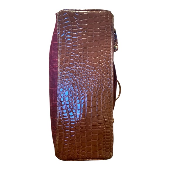 Samantha Brown Croc Embossed Burgundy Tote/Laptop Bag - Picture 5 of 16